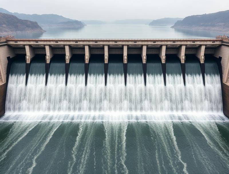 Hydroelectric dam with water spillway