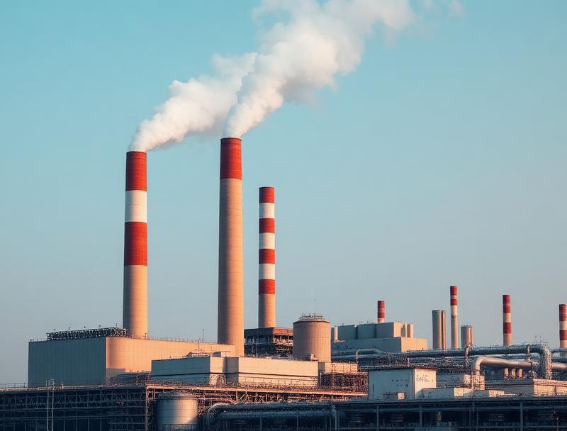 Thermal power plant with cooling towers