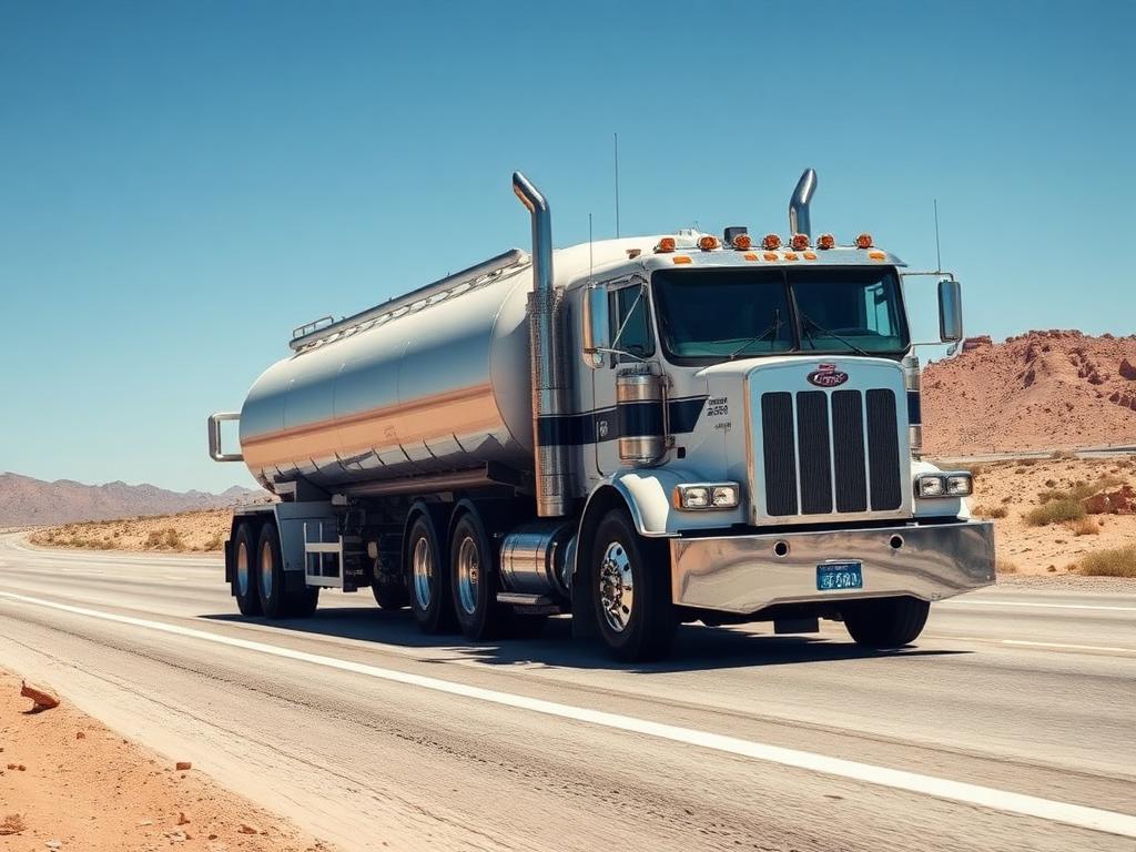 Oil tanker truck on highway